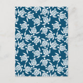 White en Blue Coastal Style Turtle Pattern Briefkaart (Voorkant)