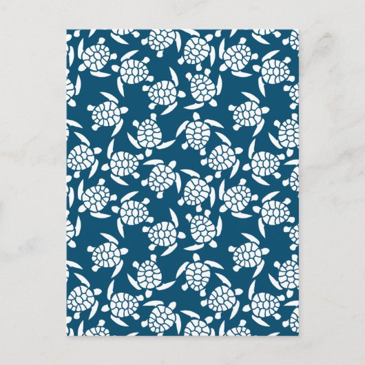 White en Blue Coastal Style Turtle Pattern Briefkaart (Voorkant)