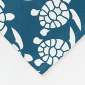 White en Blue Coastal Style Turtle Pattern Fleece Deken (Hoek)