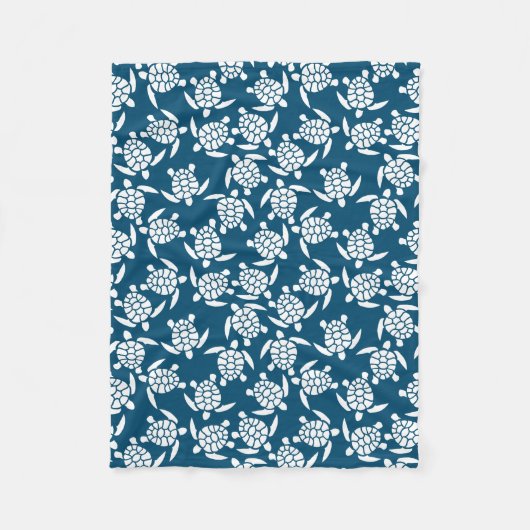 White en Blue Coastal Style Turtle Pattern Fleece Deken (Voorkant)