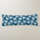 White en Blue Coastal Style Turtle Pattern Lichaamskussen (Achterkant)