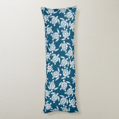 White en Blue Coastal Style Turtle Pattern Lichaamskussen (Achterkant (Verticaal))