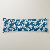White en Blue Coastal Style Turtle Pattern Lichaamskussen (Voorkant)