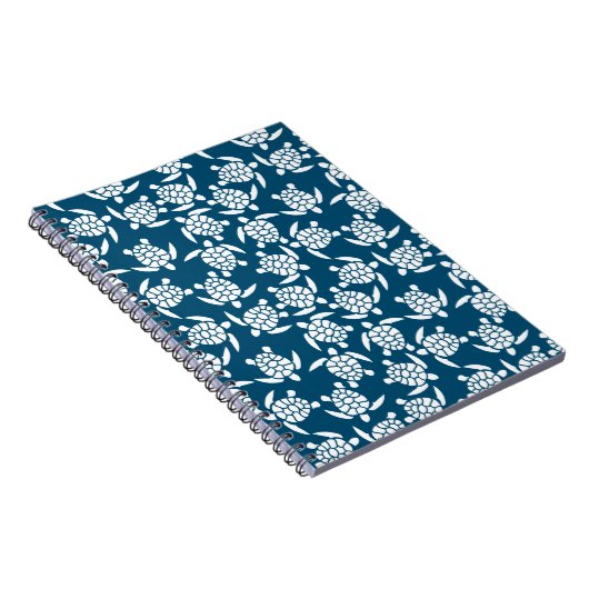White en Blue Coastal Style Turtle Pattern Notitieboek (Rechterzijde)