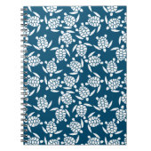 White en Blue Coastal Style Turtle Pattern Notitieboek (Voorkant)