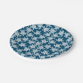 White en Blue Coastal Style Turtle Pattern Papieren Bordje (Gekanteld)