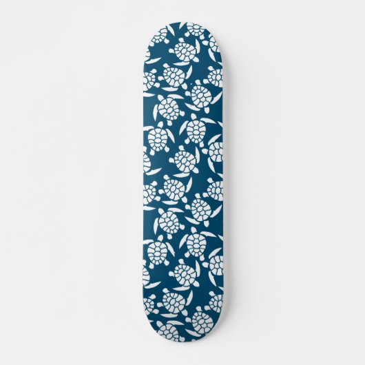 White en Blue Coastal Style Turtle Pattern Persoonlijk Skateboard (Voorkant)