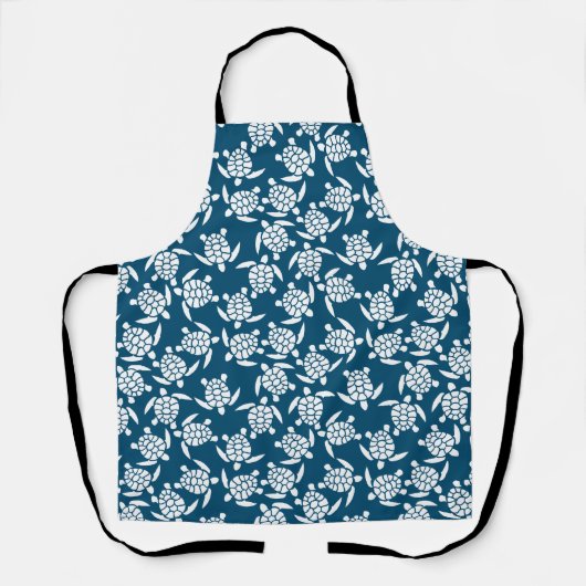 White en Blue Coastal Style Turtle Pattern Schort (Voorkant)