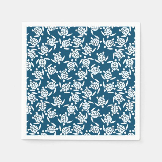 White en Blue Coastal Style Turtle Pattern Servet (Voorkant)