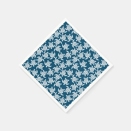 White en Blue Coastal Style Turtle Pattern Servet (Hoek)