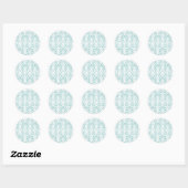 White en Blue Damask Ronde Sticker (Vel)
