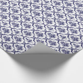 White en Blue Floral Damashen 4-patroon Cadeaupapier (Hoek)