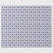 White en Blue Floral Damashen 4-patroon Cadeaupapier (Vlak)