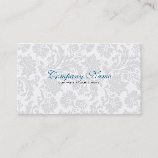 White en Blue  Floral Damaskers Visitekaartje (Voorkant)