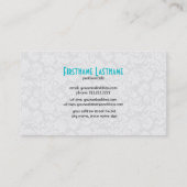 White en Blue  Floral Damaskers Visitekaartje (Achterkant)