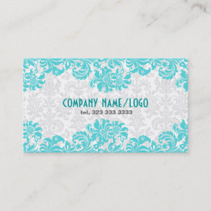 White en Blue  Floral Damaskers Visitekaartje