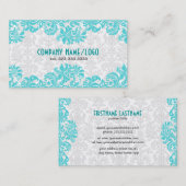 White en Blue  Floral Damaskers Visitekaartje (Voorkant / Achterkant)