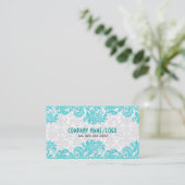 White en Blue  Floral Damaskers Visitekaartje (Staand voorkant)