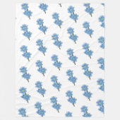White en Blue Floral Fleece Deken (Voorkant)