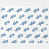 White en Blue Floral Fleece Deken (Voorkant (Horizontaal))