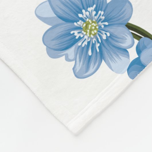 White en Blue Floral Fleece Deken (Hoek)