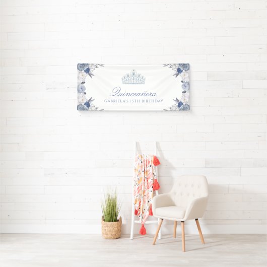 White en Blue Floral Quinceanera Spandoek (Insitu)