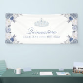 White en Blue Floral Quinceanera Spandoek (Beurs)
