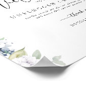 White en Blue Floral, Unplugged Ceremony Sign Poster (Hoek)