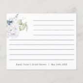White en Blue Floral Vrijgezellenfeest Recipcard (Achterkant)