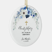 White en Blue Floral... word jij mijn Godmoeder? Keramisch Ornament (Rechts)