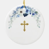 White en Blue Floral... word jij mijn Godmoeder? Keramisch Ornament (Achterkant)
