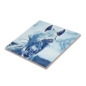 White en Blue Horse Head Tile Tegeltje (Zijkant)