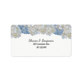 White en Blue Hydrangea Floral Address Label