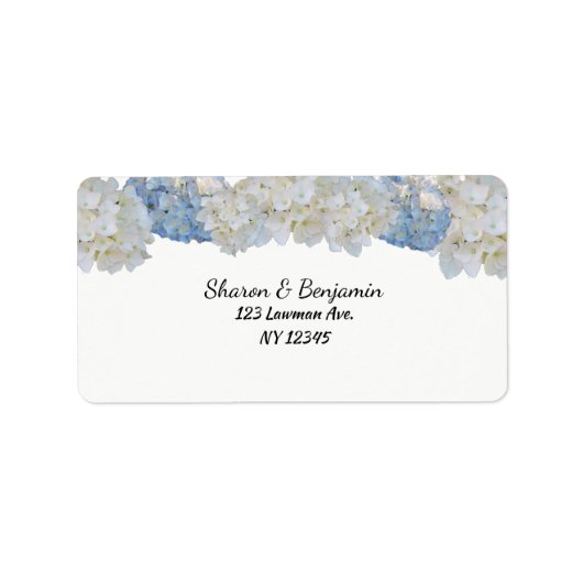 White en Blue Hydrangea Floral Address Label (Voorkant)