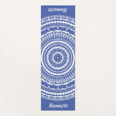 White en Blue Mehndi Henna Mandala Yoga Mat (Voorkant)