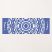 White en Blue Mehndi Henna Mandala Yoga Mat (Voorkant (horizontaal))