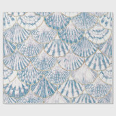 White en Blue Mermaid Scales Pattern Cadeaupapier (Vlak)