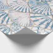 White en Blue Mermaid Scales Pattern Cadeaupapier (Hoek)