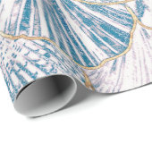 White en Blue Mermaid Scales Pattern Cadeaupapier (Rol Hoek)