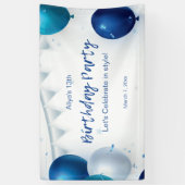 White en Blue Modern Birthday Party Spandoek (Verticaal)