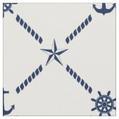 White en Blue Nautical Monogram Stof (Close Up)