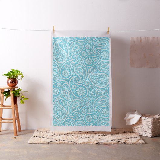 White en Blue  Paisley Pattern Stof (Voorbeeld)