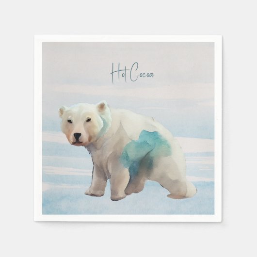 White en Blue Polar Beer-kerstpapier Napkin Servet (Voorkant)