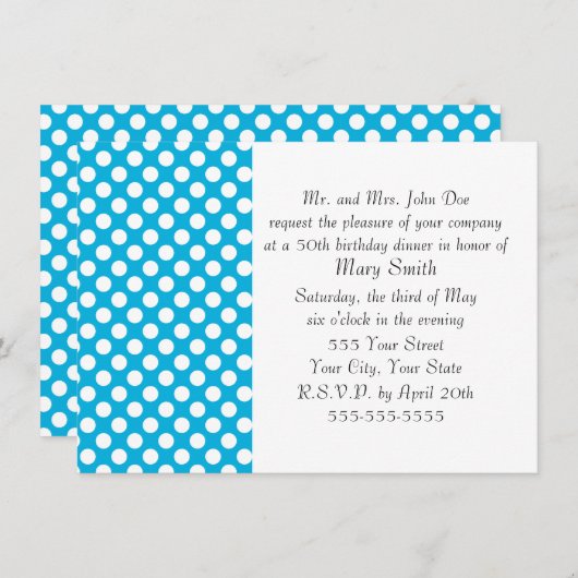 White en Blue Polka Dot Kaart (Voorkant / Achterkant)