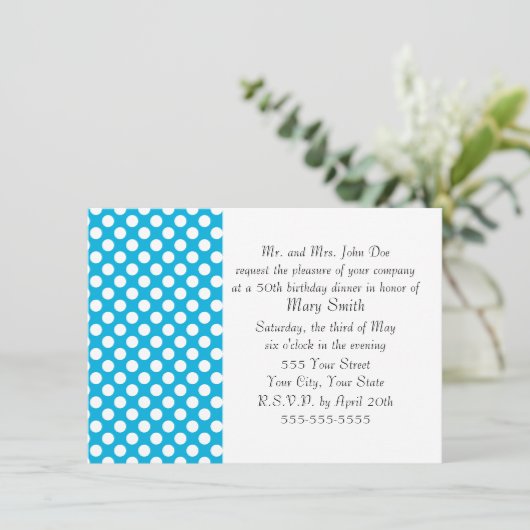 White en Blue Polka Dot Kaart (Staand voorkant)