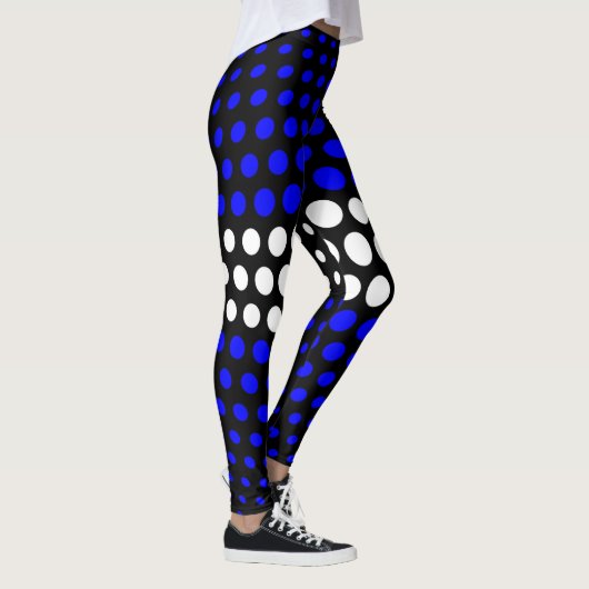 White en Blue Polka Dot Pattern Leggings (Rechts)