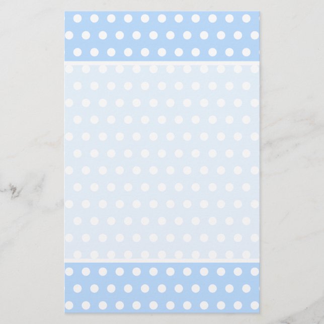 White en Blue Polka Dot Pattern. Spottig. (Voorkant)