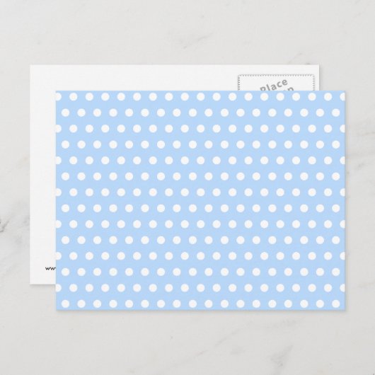 White en Blue Polka Dot Pattern. Spottig. Briefkaart (Voorkant / Achterkant)
