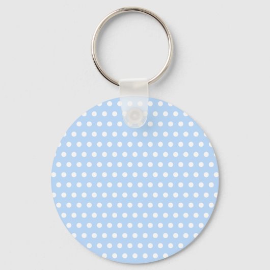 White en Blue Polka Dot Pattern. Spottig. Sleutelhanger (Voorkant)