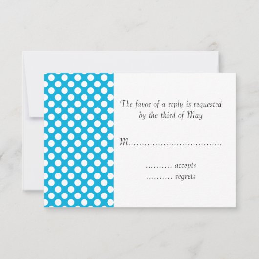 White en Blue Polka Dot RSVP Kaartje (Voorkant)